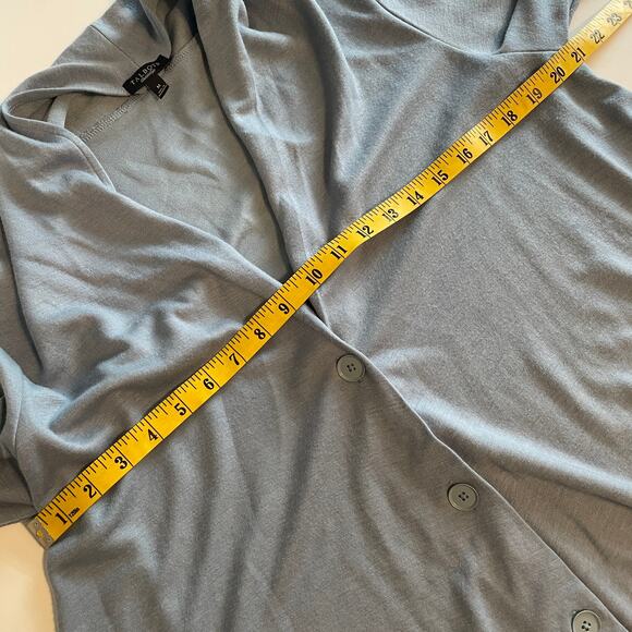 Talbots Asymmetrical Button Cardigan Womens Medium Light Blue Wool Blend Topper - Picture 6 of 7